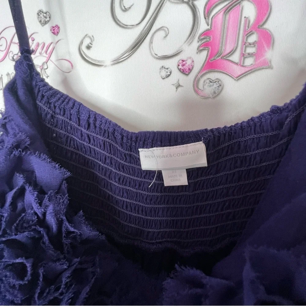 New York and company dress strapless royal Purple Ruffled floral stretchy soft - Picture 6 of 6
